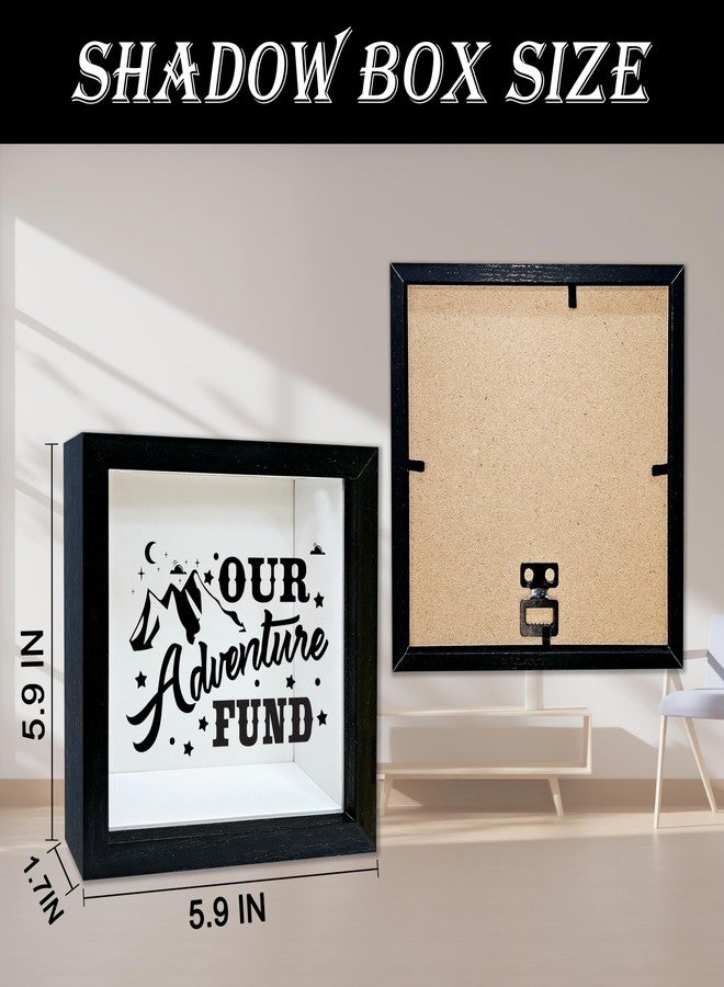 Mueddur Adventure Fund Black Shadow Box Frame, Honeymoon Fund Box with Slot, Mountain Themed Travel Memory Box, Adventure Archive Box Gifts, Decorative Wooden Money Savings, Wedding Gifts for Newlyweds -03 - Image 2